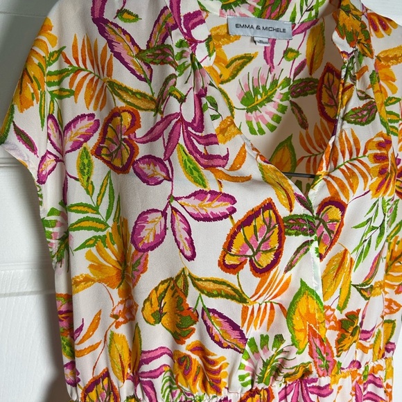 Emma & Michele Multicolor Leaf Print Midi Dress - Picture 2 of 3